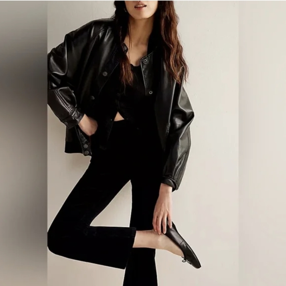 Free People In My Feelings Black Velvet Crop Flare Pants Size XS